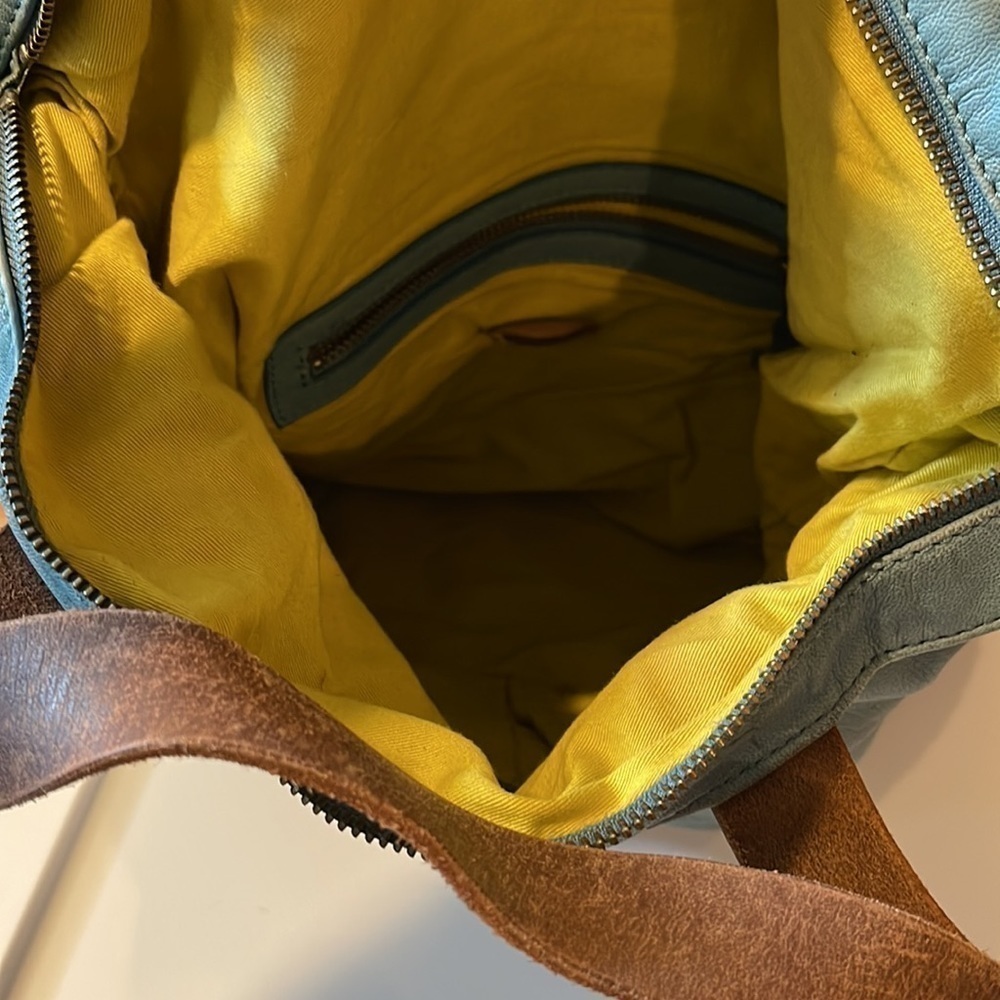 Anthropologie Holding Horses Blue Leather Plaid Crossbody - Picture 8 of 11
